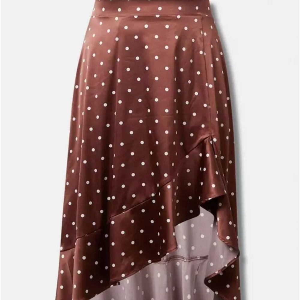Torrid Brown Polka Dot Asymmetrical Skirt